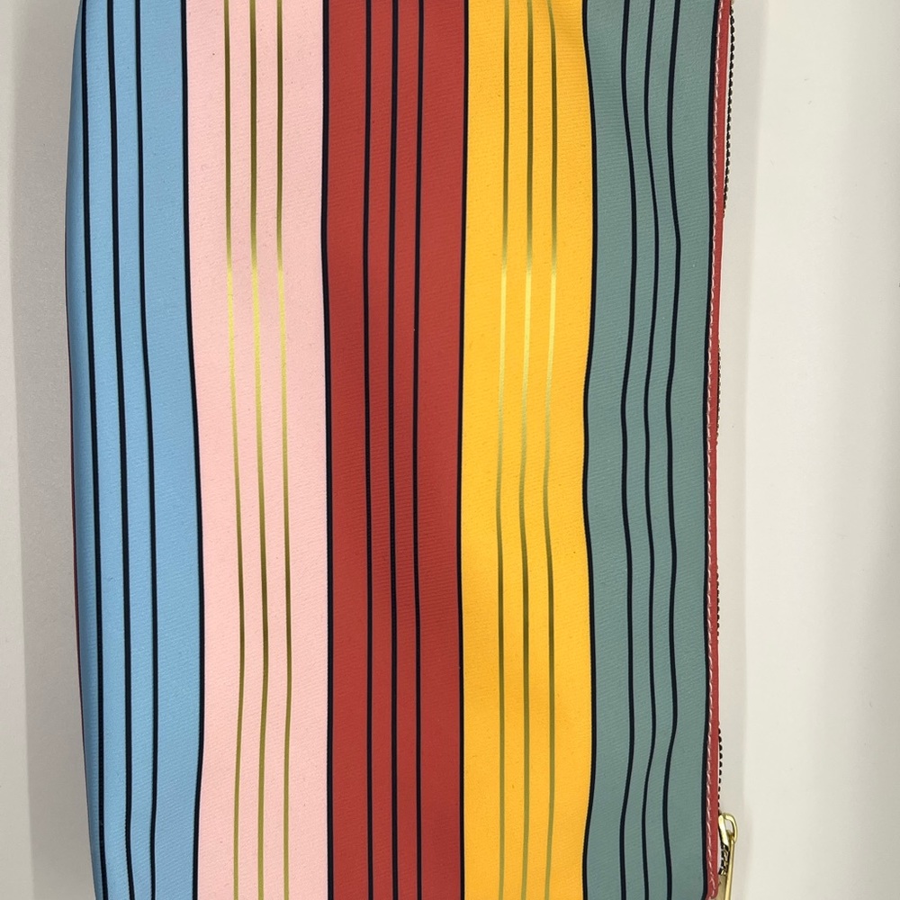 Beauty bags bundle, NWOT Make up bags,golden, red, blue, yellow, pink striped - Picture 8 of 9